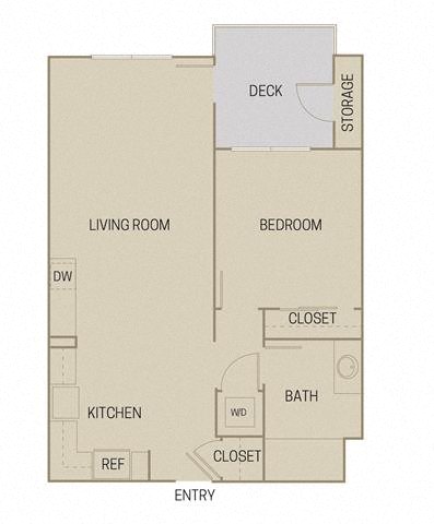 1 bed 1 Bath 712 square feet floor plan A1C