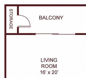 1 Bed, 1 Bath, 750 sq. ft. Amelia floor plan