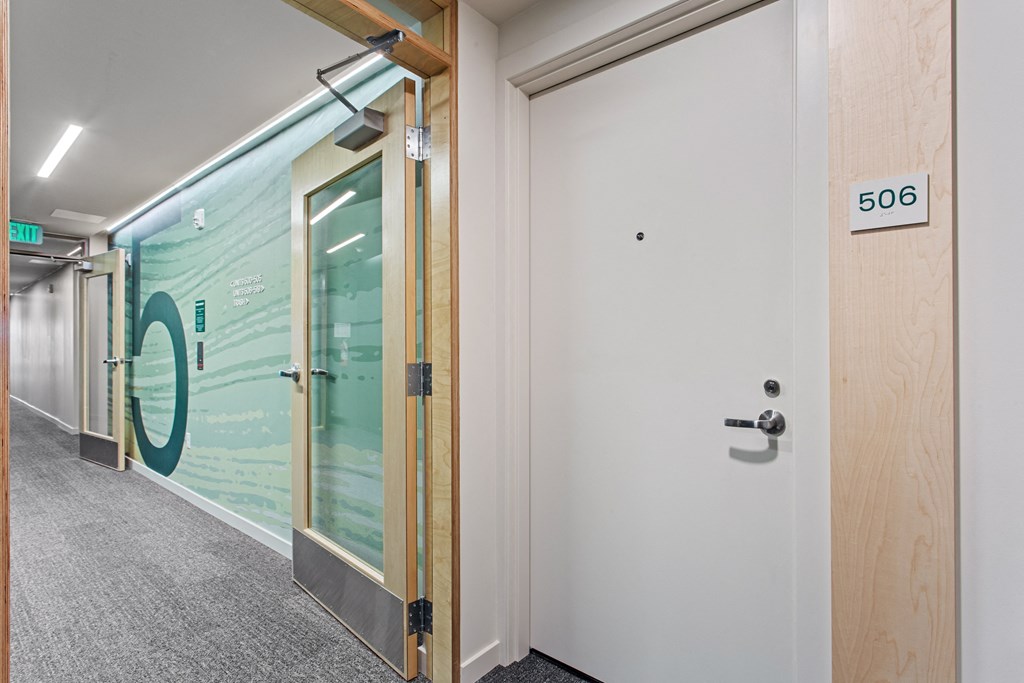 an open door with a glass window