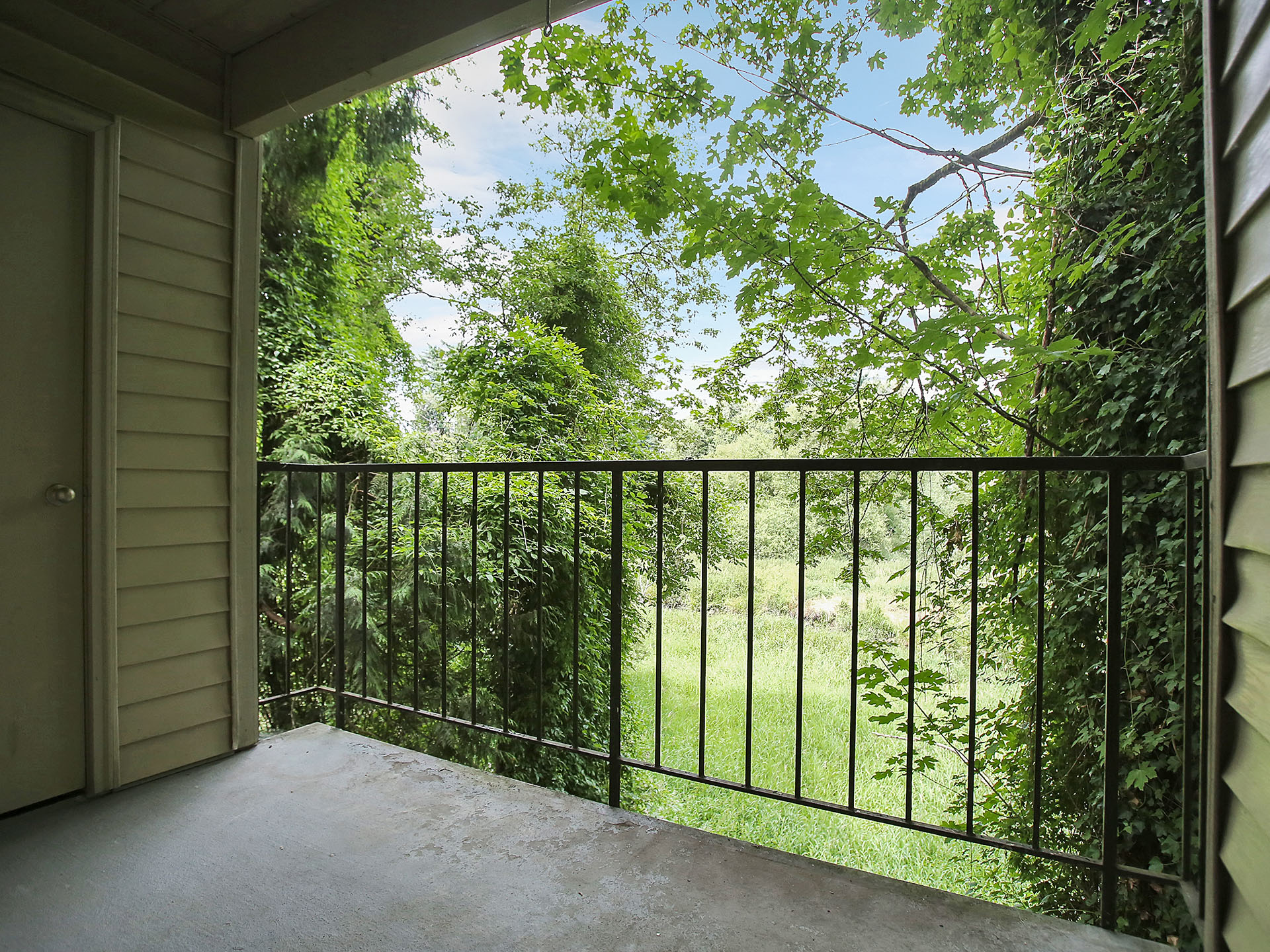 Private balcony with view of greenbelt