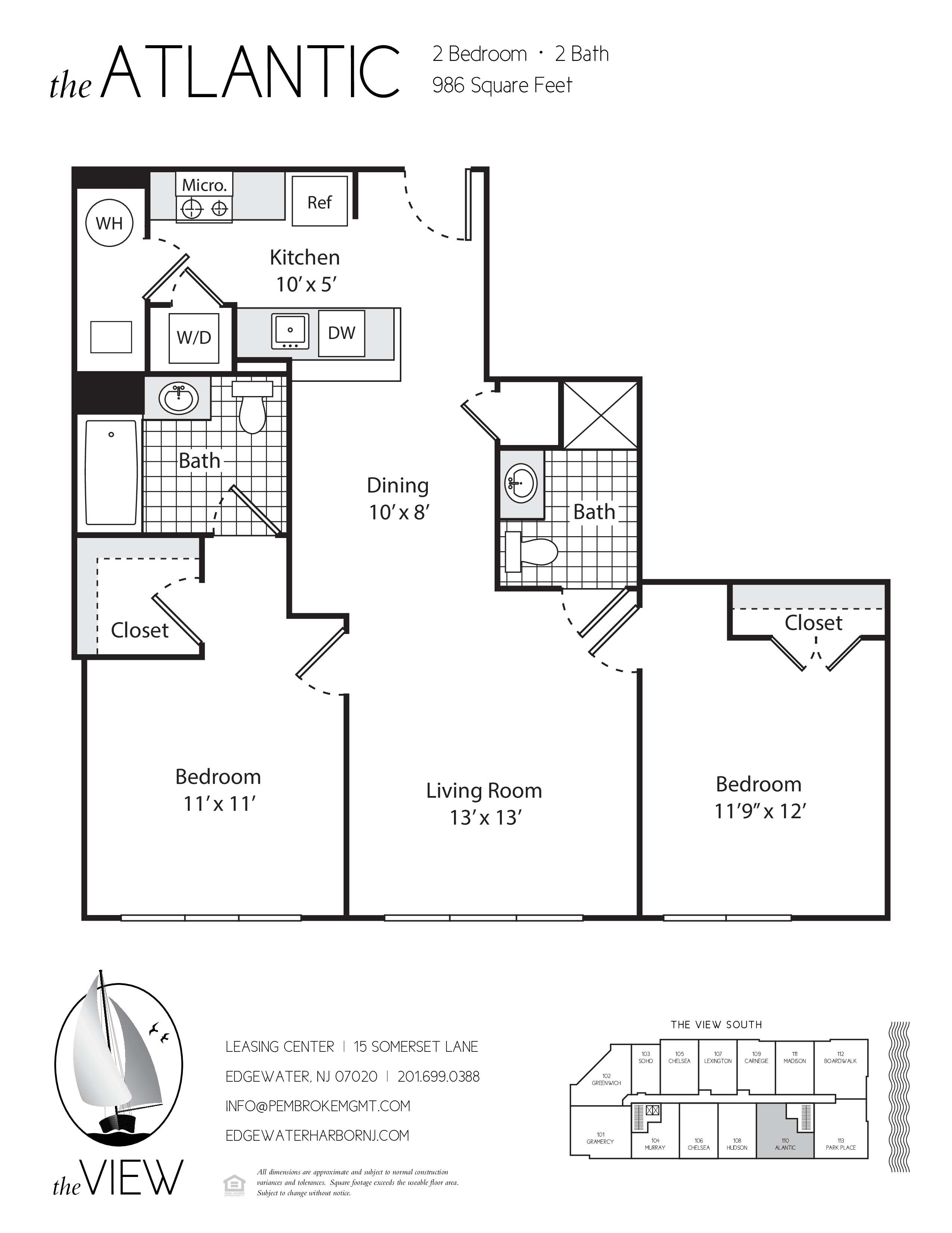 A floor plan for an apartment with a kitchen, living room, and two bedrooms.