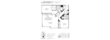 A black and white image of a floor plan for a property called The Glamery.