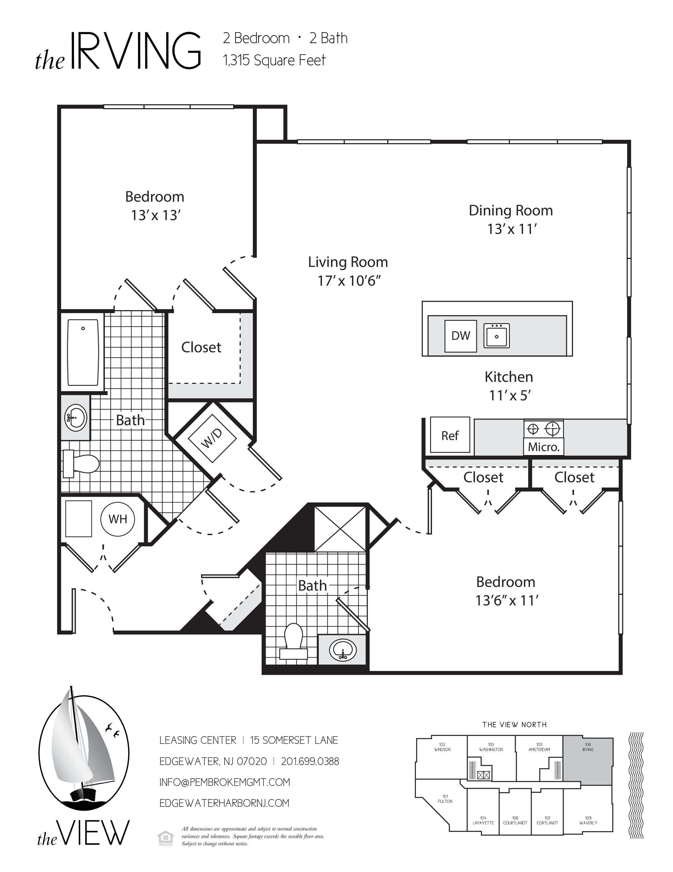 A floor plan for a property rented by Edge Water at 15 Somerset Lane.