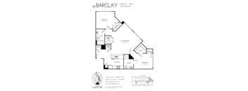 A black and white diagram of apartment layout with the title "the BARCLAY" at the top.