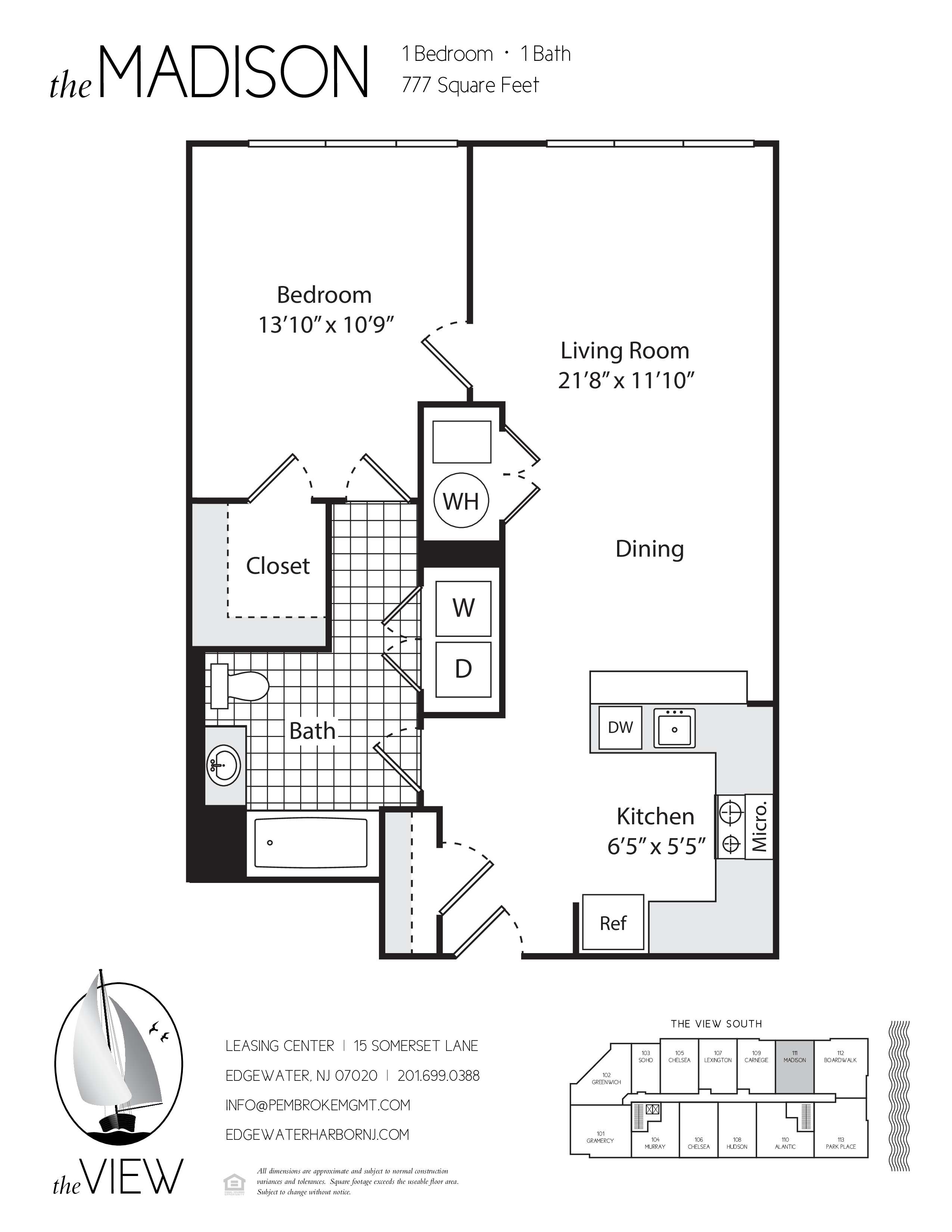 A floor plan for an apartment at The View South in Edgewater, MN.