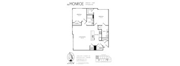 A floor plan for a 2 bedroom, 2 bath apartment at the Monroe.