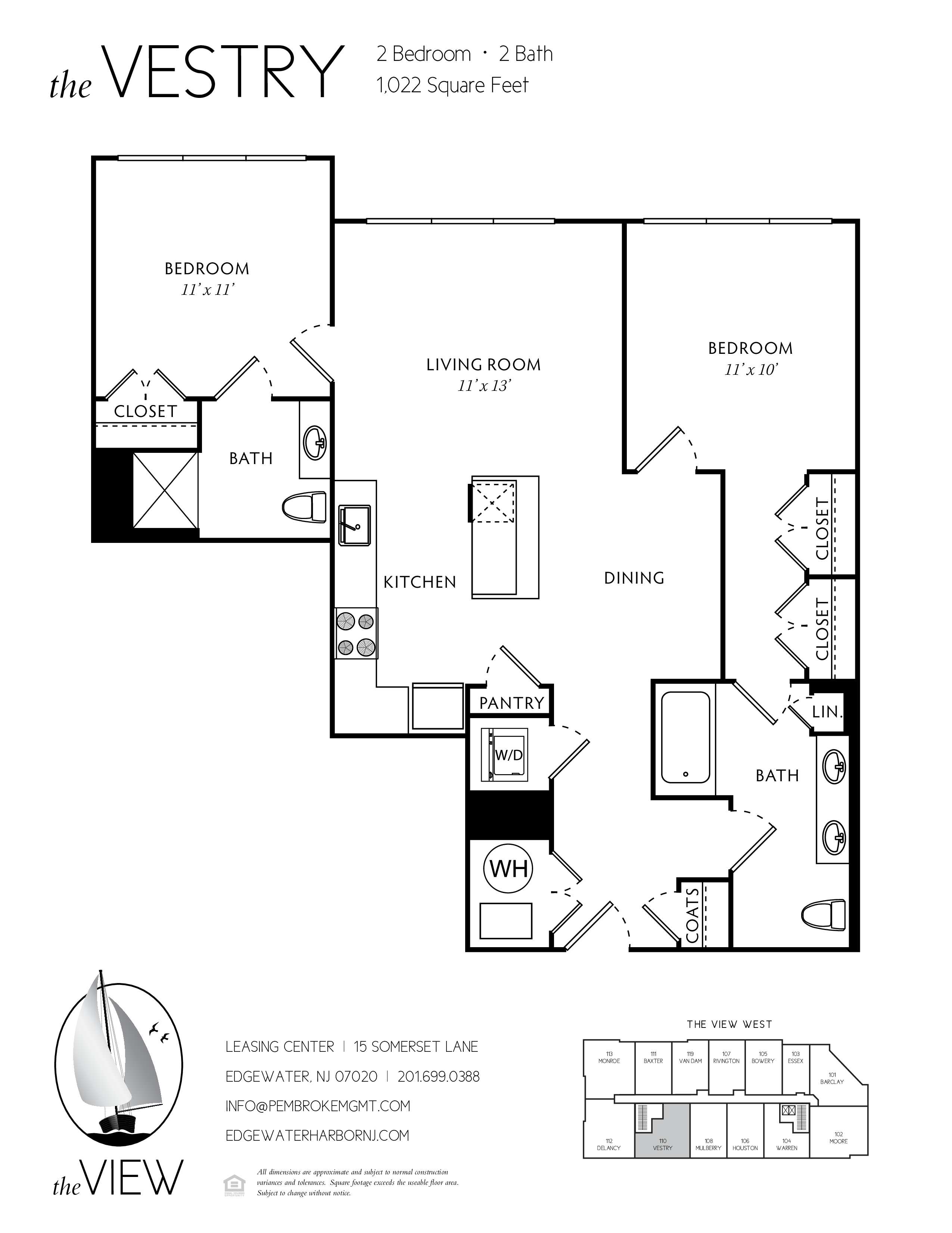 A black and white image of a floor plan for a property called The Vestry.