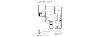 A black and white image of a floor plan for a property called The Vestry.