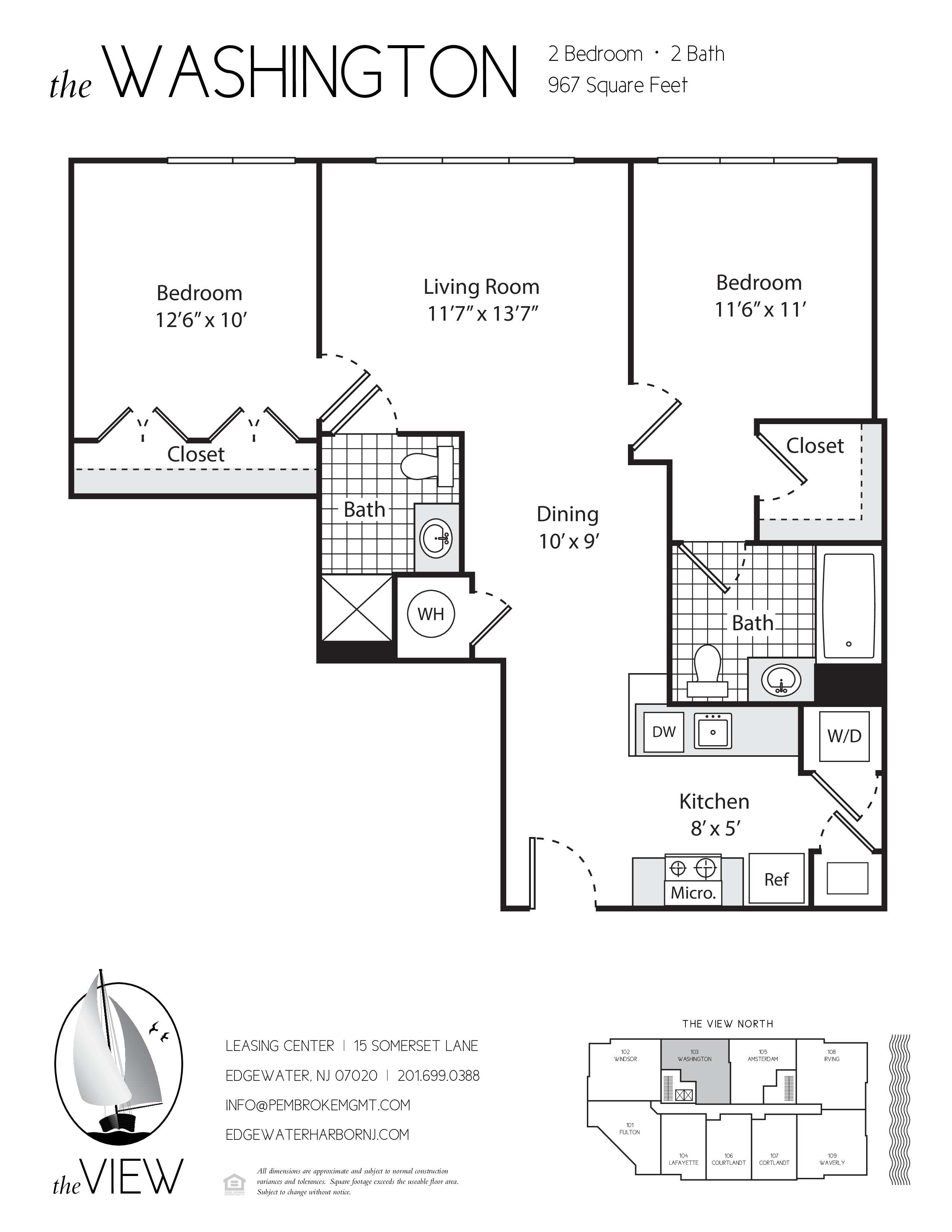 A floor plan for a property called The Washington shows the layout of the rooms.