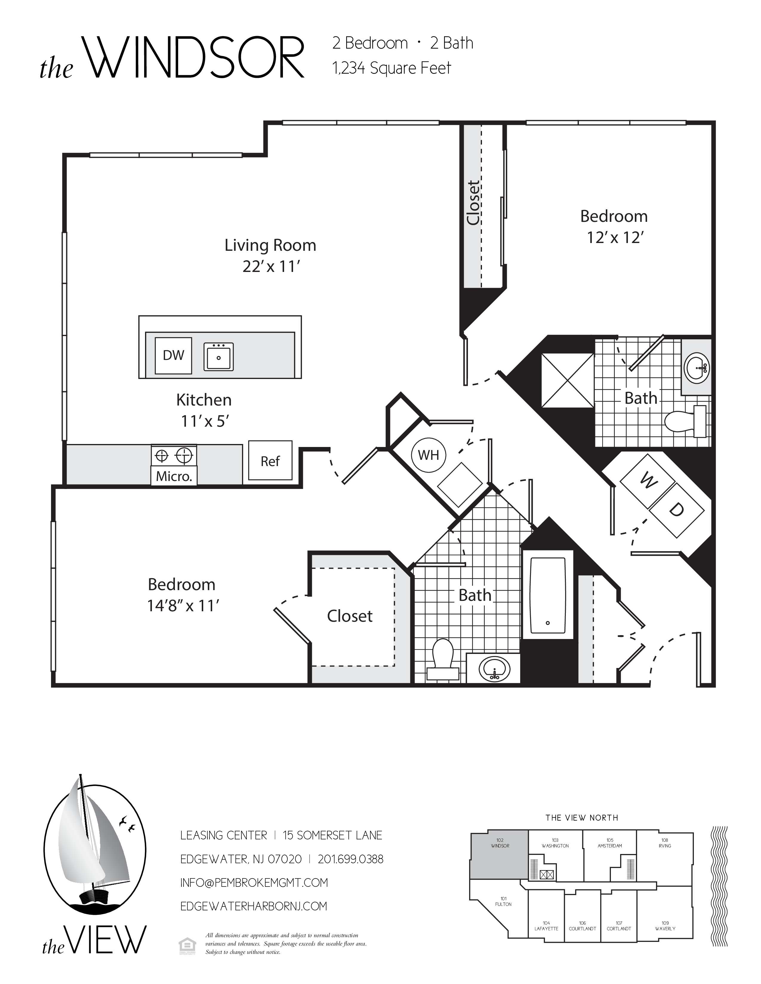 A black and white image of a floor plan for a property called the Windsor.