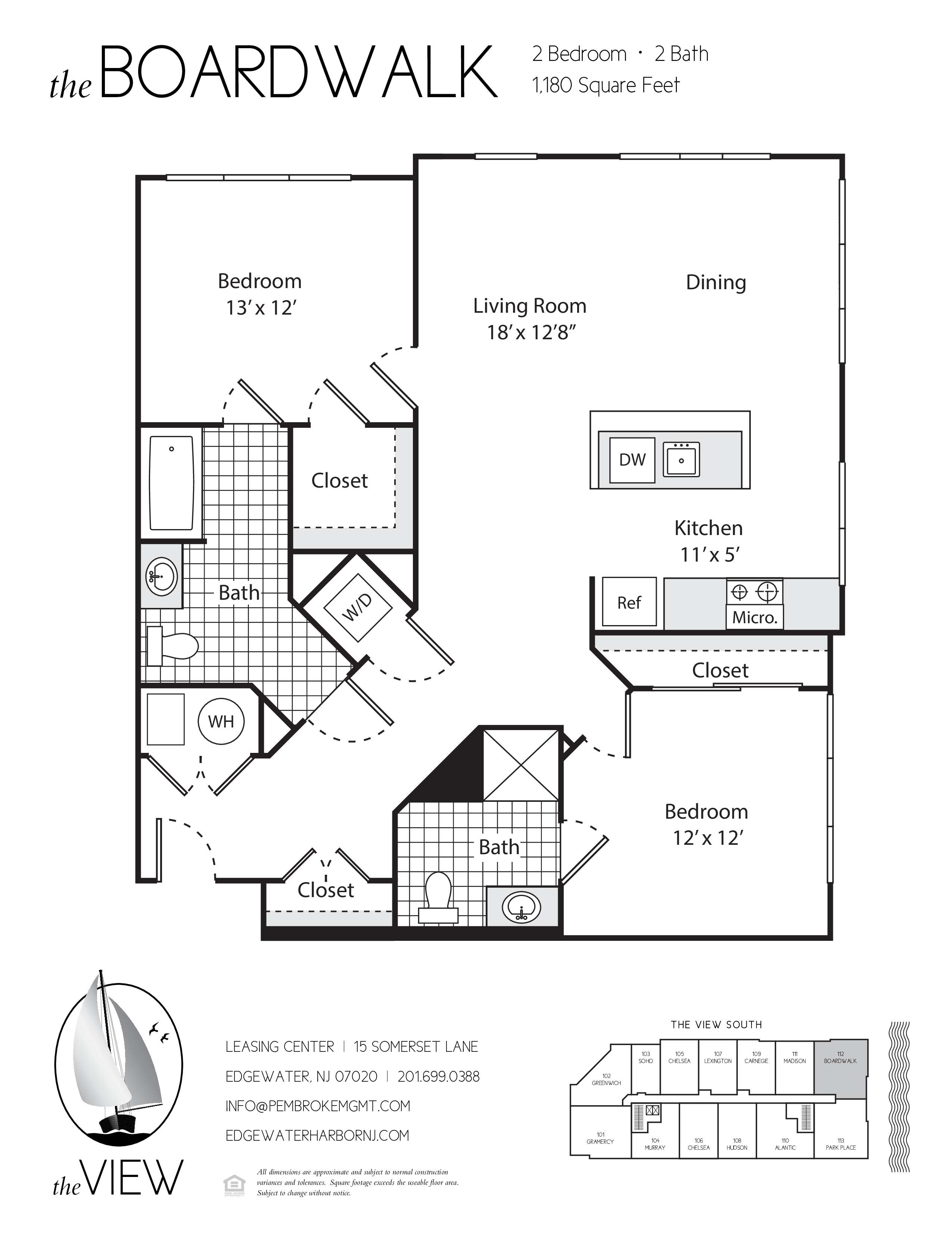 A black and white diagram of a house layout with a living room, dining room, two bedrooms, two bathrooms, a kitchen, and a closet.