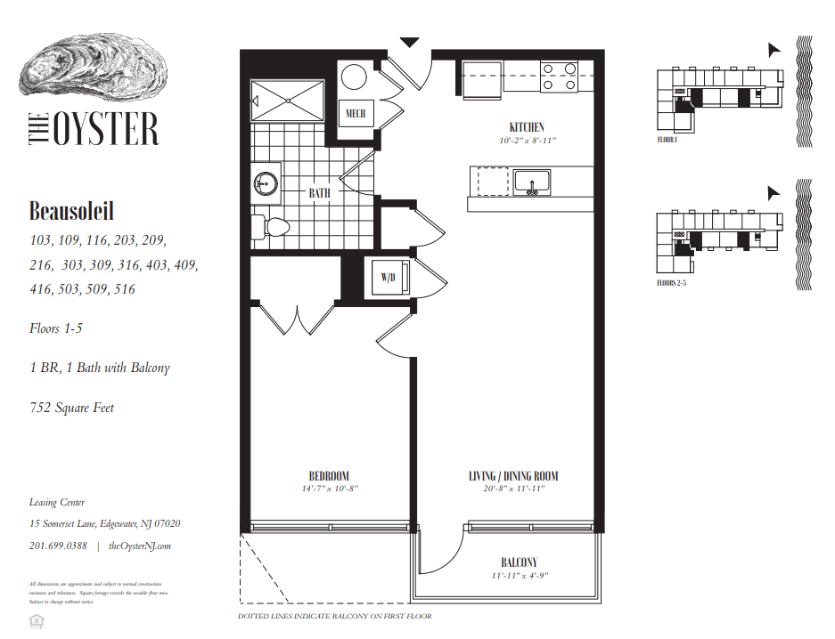 A floor plan for an apartment complex called Oyster, specifically for a unit named Beausoleil.