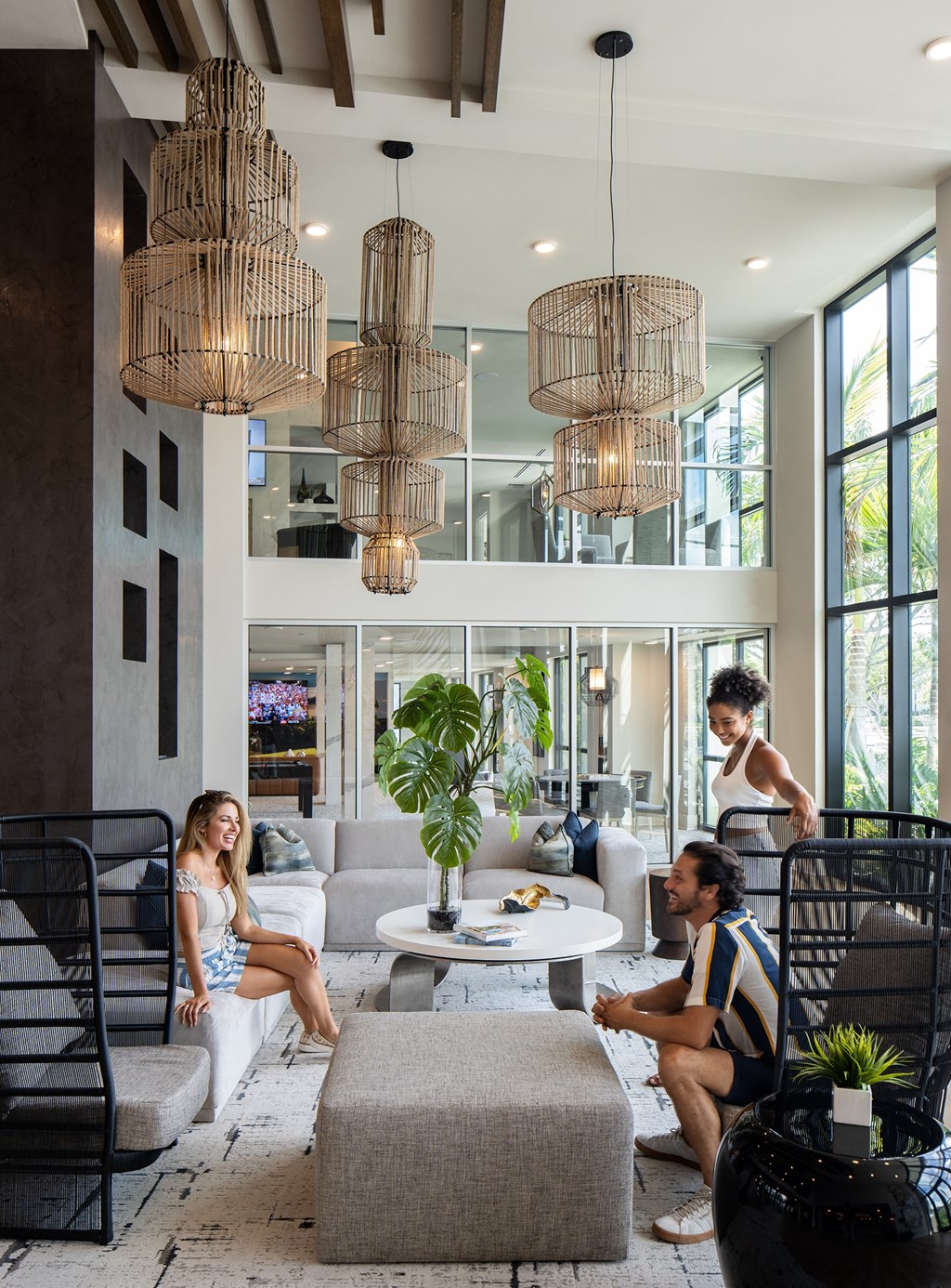 Pet-Friendly Apartments in Boca Raton, FL – CERU - luxury clubhouse with seating and large windows