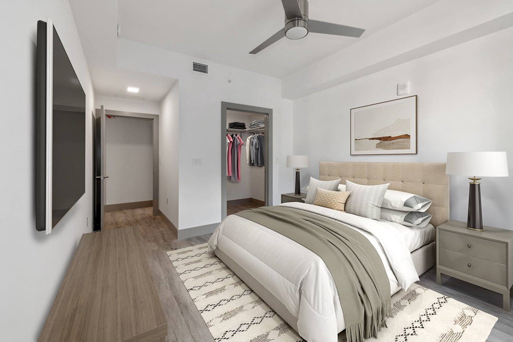 Apartments in Boca Raton for Rent – CERU - a bedroom with a large bed and a closet