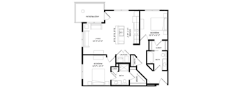 A black and white image of a house floor plan.