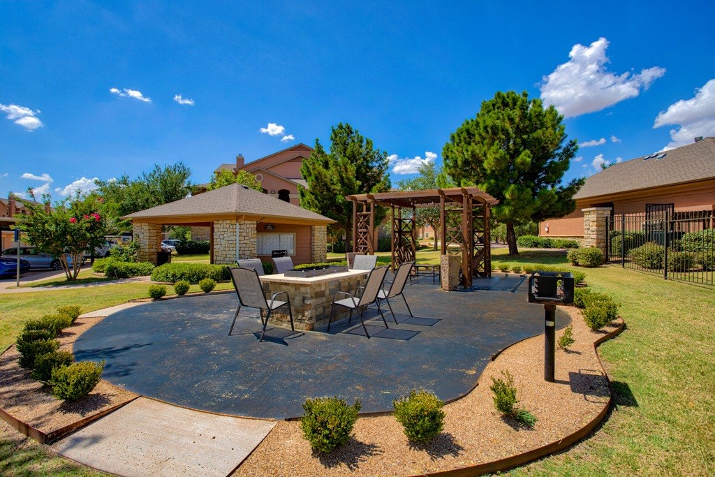 An outside area for bon fires and a grill