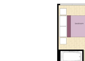1 Bed 1 Bath, 491 square feet floor plan