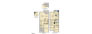 a floor plan of three story house with three bedrooms and a garage
