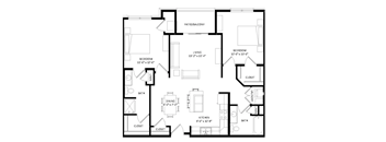 A black and white image of a house floor plan.