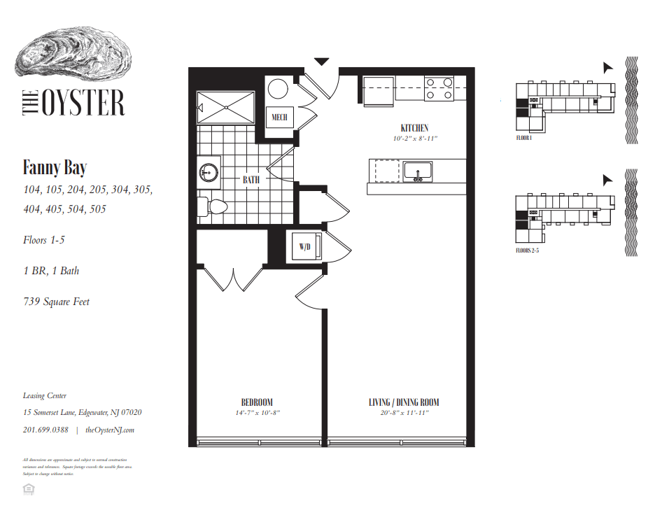 A floor plan for an apartment complex called Oyster Fanny Bay.