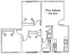 3 Bed 1 Bath 920 square feet floor plan