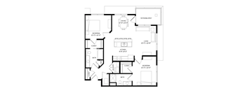 A black and white image of a floor plan for a house.