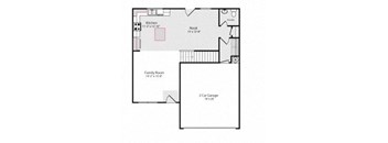 a floor plan of a small house with a garage