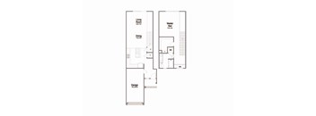 A floor plan of a house with a living room, dining room, master bedroom, and garage.