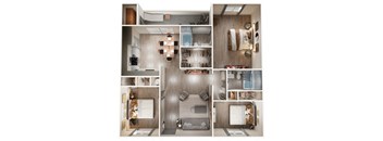 a floor plan of a 3 bedroom apartment