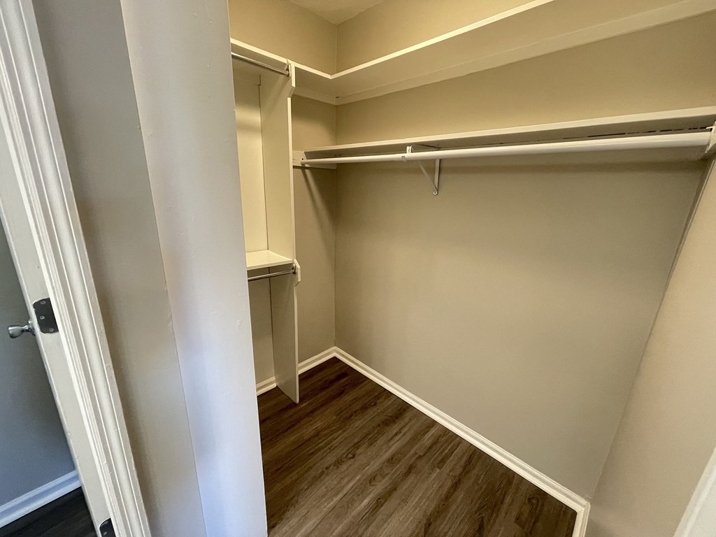 a walk in closet at the historic electric building in fort worth, tx