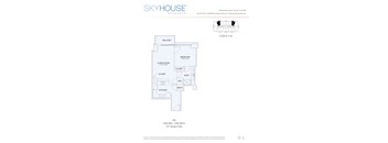 A drawing of a floor plan for a SkyHouse by Buckhead.