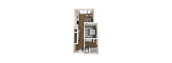 A white image of a house with a kitchen and a bathroom.