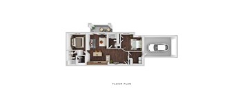 A floor plan of a house with a garage.