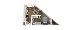 A 3D image of a house cut in half.