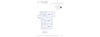 A floor plan for a two bedroom, two bathroom apartment.