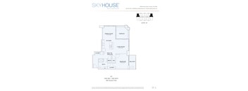 A drawing of a floor plan for a SkyHouse by Buckhead.