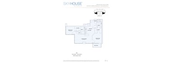 A floor plan for a two bedroom, two bathroom apartment.