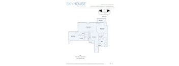 A floor plan for a SkyHouse by Buckhead shows a two-bedroom, two-bathroom layout.