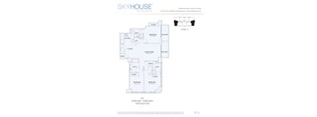 A floor plan for a Skyhouse by Buckhead shows a three bedroom, three bathroom layout.