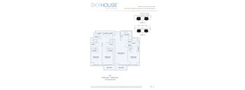 A floor plan for a SkyHouse by Buckhead shows three bedrooms and three bathrooms.