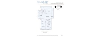 A floor plan for a Skyhouse by Buckhead shows a three bedroom, three bathroom layout.