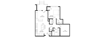A black and white image of a house floor plan with labeled rooms.
