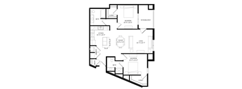 A black and white image of a floor plan for a home.