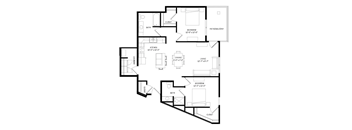 A black and white image of a floor plan for a house.