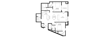 A black and white image of a floor plan for a house.