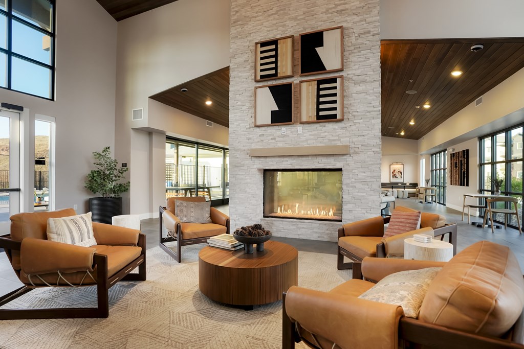 A living room with a fireplace and a couch.