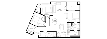 A black and white image of a floor plan for a house.