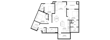 A black and white floor plan of a house with labeled rooms.