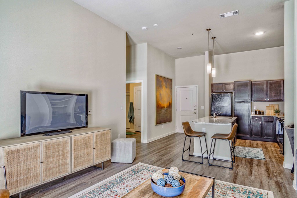 Living Area With Kitchen at LIV at Boerne Hills an Active Senior Community 62+, Boerne, TX