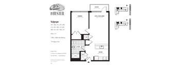 A floor plan for an apartment with a balcony and a kitchen.